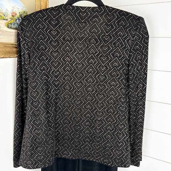 Alex Evenings 2 Piece Maxi Dress and Jacket Size 4P Black Gold Formal Glitter - Picture 4 of 8